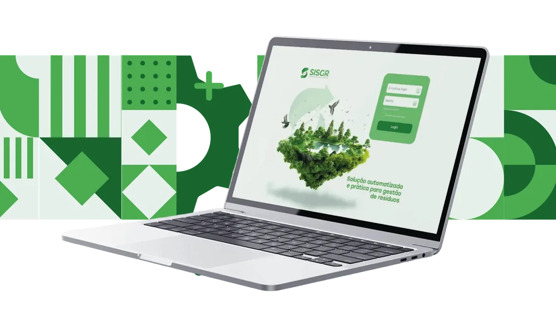 Laptop exibindo o Portal do Cliente do sistema SISGR